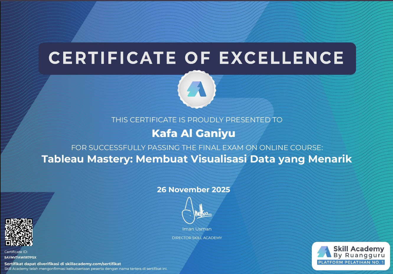 Sertifikat Tableau Mastery